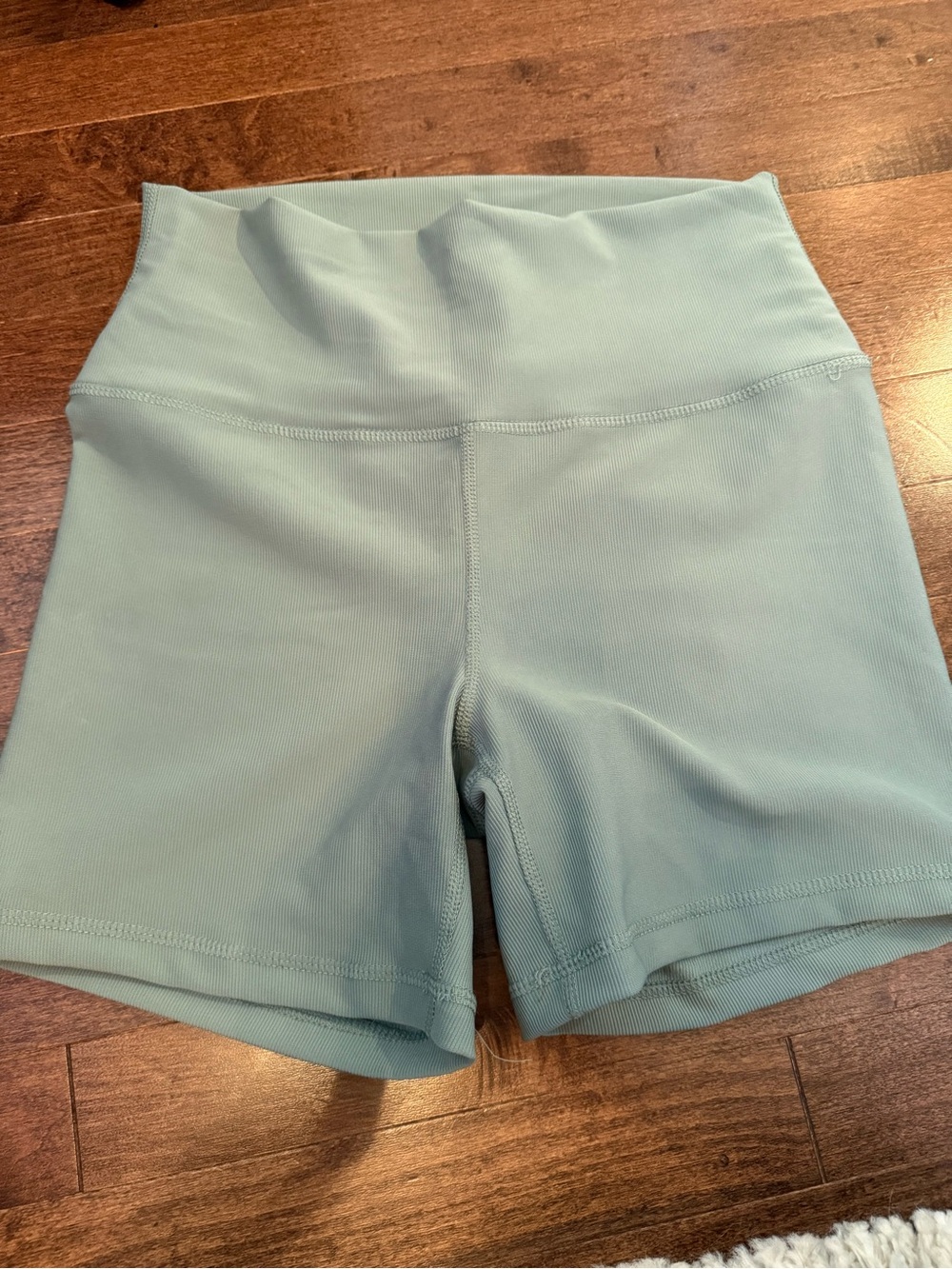 Sage green ribbed bike shorts